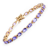14K Yellow Gold Plated 9.68 Carat Genuine Tanzanite .925 Sterling Silver Bracelet - Fashion Apparel 