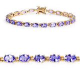 14K Yellow Gold Plated 9.68 Carat Genuine Tanzanite .925 Sterling Silver Bracelet - Fashion Apparel 