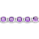 13.50 Carat Genuine Amethyst .925 Sterling Silver Bracelet - Fashion Apparel 