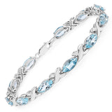 13.20 Carat Genuine Blue Topaz .925 Sterling Silver Bracelet - Fashion Apparel 
