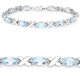 13.20 Carat Genuine Blue Topaz .925 Sterling Silver Bracelet - Fashion Apparel 