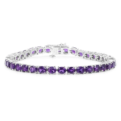 12.24 Carat Genuine Amethyst .925 Sterling Silver Bracelet - Fashion Apparel 