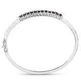 3.53 Carat Genuine Black Diamond .925 Sterling Silver Bangle - Fashion Apparel 