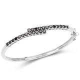 2.52 Carat Genuine Black Diamond .925 Sterling Silver Bangle - Fashion Apparel 
