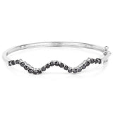2.31 Carat Genuine Black Diamond .925 Sterling Silver Bangle - Fashion Apparel 