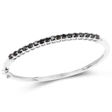 2.98 Carat Genuine Black Diamond .925 Sterling Silver Bangle - Fashion Apparel 