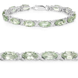 22.75 Carat Genuine Green Amethyst .925 Sterling Silver Bracelet - Fashion Apparel 