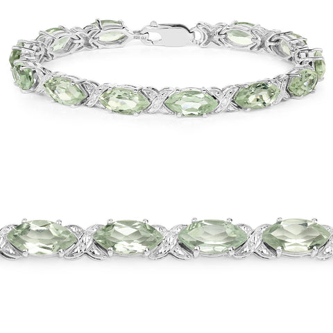22.75 Carat Genuine Green Amethyst .925 Sterling Silver Bracelet - Fashion Apparel 