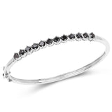 2.10 Carat Genuine Black Diamond .925 Sterling Silver Bangle - Fashion Apparel 
