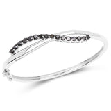 2.22 Carat Genuine Black Diamond .925 Sterling Silver Bangle - Fashion Apparel 