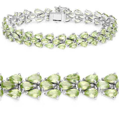 18.26 Carat Genuine Peridot .925 Sterling Silver Bracelet - Fashion Apparel 