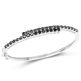 4.00 Carat Genuine Black Diamond .925 Sterling Silver Bangle - Fashion Apparel 