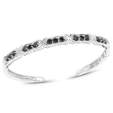 1.88 Carat Genuine Black Diamond .925 Sterling Silver Bangle - Fashion Apparel 