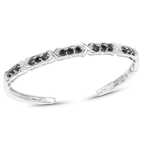 1.88 Carat Genuine Black Diamond .925 Sterling Silver Bangle - Fashion Apparel 