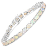 7.20 Carat Genuine Ethiopian Opal .925 Sterling Silver Bracelet - Fashion Apparel 
