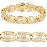 14K Yellow Gold Plated 0.96 Carat Genuine White Diamond .925 Sterling Silver Bracelet - Fashion Apparel 