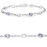 1.30 Carat Genuine Tanzanite and White Topaz .925 Sterling Silver Bracelet - Fashion Apparel 
