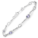 1.30 Carat Genuine Tanzanite and White Topaz .925 Sterling Silver Bracelet - Fashion Apparel 
