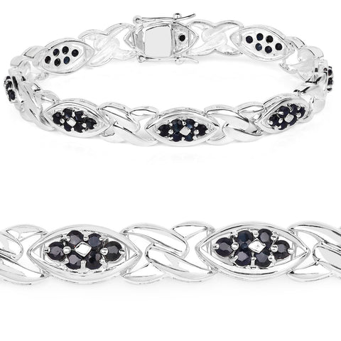 3.53 Carat Genuine Blue Sapphire .925 Sterling Silver Bracelet - Fashion Apparel 