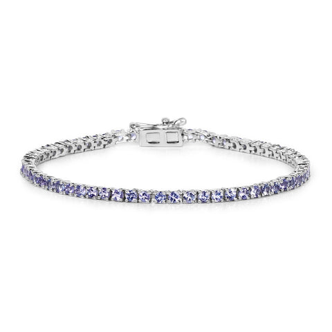 4.34 Carat Genuine Tanzanite .925 Sterling Silver Bracelet - Fashion Apparel 