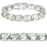 69.00 Carat Genuine Green Amethyst .925 Sterling Silver Bracelet - Fashion Apparel 