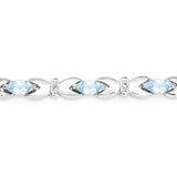 6.20 Carat Genuine Blue Topaz .925 Sterling Silver Bracelet - Fashion Apparel 