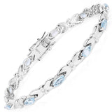 6.20 Carat Genuine Blue Topaz .925 Sterling Silver Bracelet - Fashion Apparel 