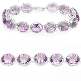 30.10 Carat Genuine Amethyst .925 Sterling Silver Bracelet - Fashion Apparel 