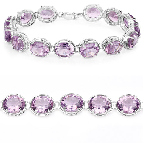 30.10 Carat Genuine Amethyst .925 Sterling Silver Bracelet - Fashion Apparel 