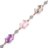 18K Rose Gold Plated 23.80 Carat Genuine Multi Stone .925 Sterling Silver Bracelet - Fashion Apparel 