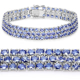 22.27 Carat Genuine Tanzanite .925 Sterling Silver Bracelet - Fashion Apparel 