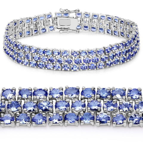 22.27 Carat Genuine Tanzanite .925 Sterling Silver Bracelet - Fashion Apparel 