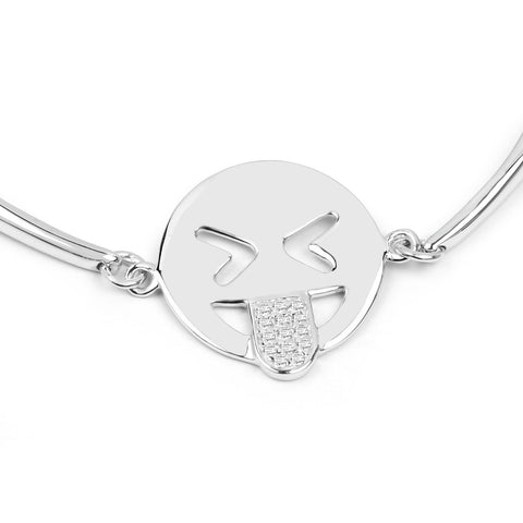 0.08 Carat Genuine White Topaz .925 Sterling Silver Bracelet - Fashion Apparel 