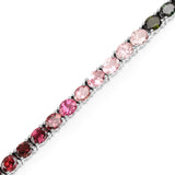 11.88 Carat Genuine Pink Tourmaline, Green Tourmaline and Brown Tourmaline .925 Sterling Silver Bracelet - Fashion Apparel 