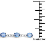 7.81 Carat Genuine Blue Sapphire and White Diamond 14K White Gold Bracelet - Fashion Apparel 