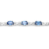 5.31 Carat Genuine Blue Sapphire and White Diamond 14K White Gold Bracelet - Fashion Apparel 