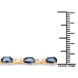 5.31 Carat Genuine Blue Sapphire and White Diamond 14K Yellow Gold Bracelet - Fashion Apparel 