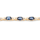 5.31 Carat Genuine Blue Sapphire and White Diamond 14K Yellow Gold Bracelet - Fashion Apparel 