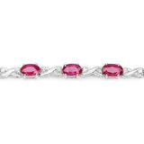 4.46 Carat Genuine Ruby and White Diamond 14K White Gold Bracelet - Fashion Apparel 