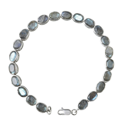 Labradorite Tennis Bracelet Set In Rhodium - Fashion Apparel 
