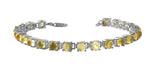 Citrine Gemstone Sterling Silver Tennis Bracelet Set In Rhodium - Fashion Apparel 