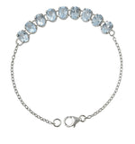 Blue Topaz Gemstone Chain Bracelet Set In Rhodium - Fashion Apparel 