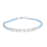 Polished Skyblue Topaz Gemstone Well-Crafted In Rhodium Plated Sterling Silver Bracelet. - Fashion Apparel 