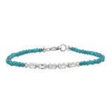 Elegant Looking Rhodium Plated Sterling Silver Bracelet With Skyblue Topaz, Swiss Blue Topaz Beads - Fashion Apparel 