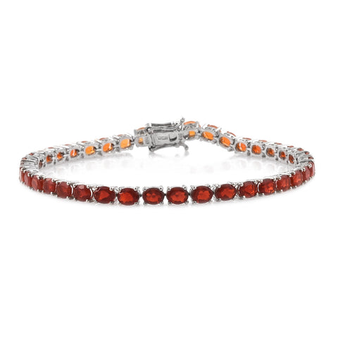 Sterling Silver, Fire Opal Bracelet And Its Finishing Done With Rhodium - Fashion Apparel 