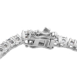 Aquamarine Silver Sterling Bracelet With White Topaz Plated With Rhodium. - Fashion Apparel 