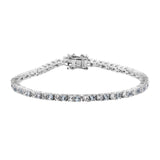 Aquamarine Silver Sterling Bracelet With White Topaz Plated With Rhodium. - Fashion Apparel 