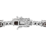 Sterling Silver Bracelet With Rhodium Plating And Polished Chocolate Sapphire And Natural White Zircon - Fashion Apparel 