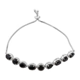 Black Spinel Bracelet With Rhodium Clasp - Fashion Apparel 