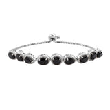 Black Spinel Bracelet With Rhodium Clasp - Fashion Apparel 